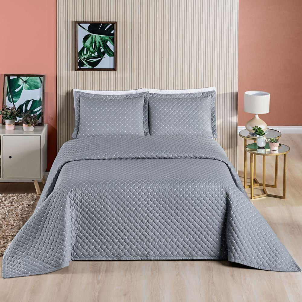 Cobre Leito 200 Fios King Ravena 03 Peças - opção de cor Cinza