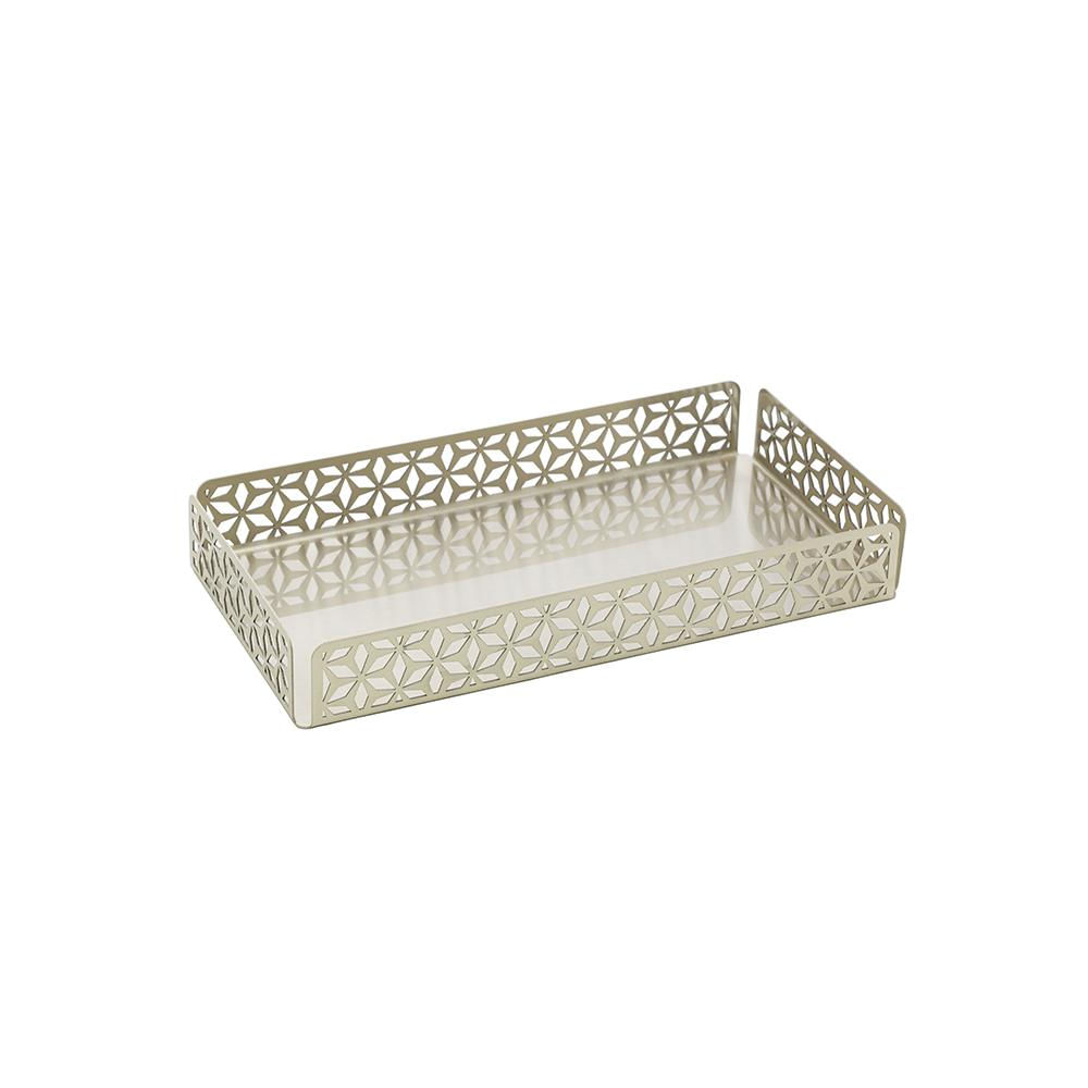 Bandeja retangular em aço inox Wolff Garden 30x25x4cm champanhe