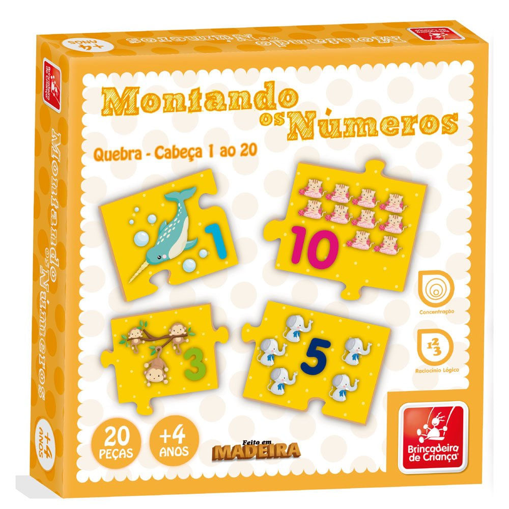 Quebra-Cabeça Montando os Números - Madeira - 8429 - Brincadeira De Criança