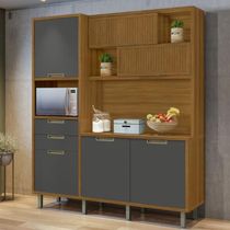 Cozinha Compacta Loft Imperatriz 6 Portas 2 Gavetas 100% Mdf Freijó/grafite Nesher Freijó/grafite