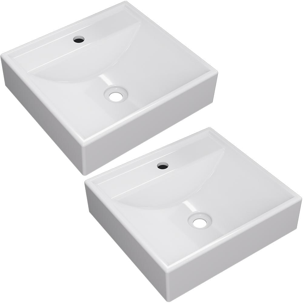 Kit 02 Cubas de Apoio Quadrada Para Banheiro Lavabo C01 Q39W Branco - Lyam Decor