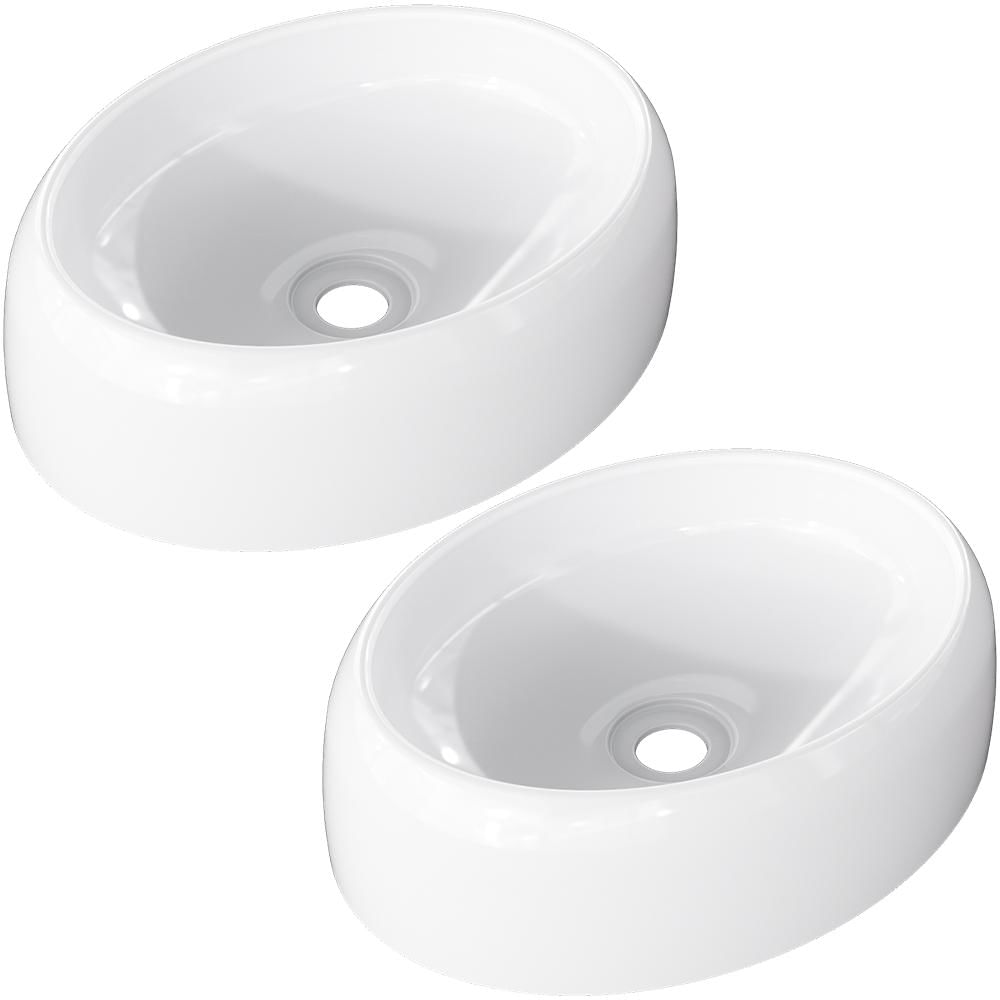 Kit 02 Cubas de Apoio Oval Para Banheiro Lavabo C01 Capri O39 Branco - Lyam Decor