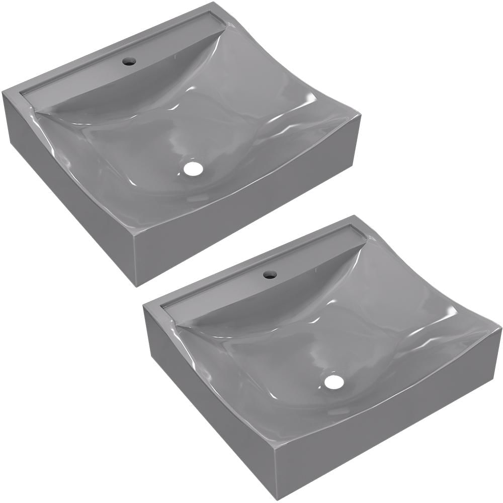 Kit 02 Cubas de Apoio Quadrada Para Banheiro Lavabo C01 Q440 Cinza - Lyam Decor