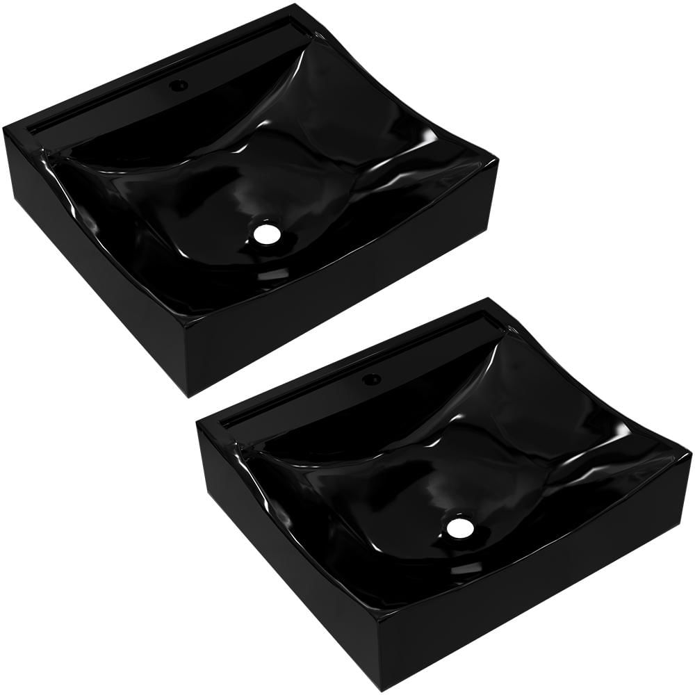 Kit 02 Cubas de Apoio Quadrada Para Banheiro Lavabo C01 Q440 Preto - Lyam Decor