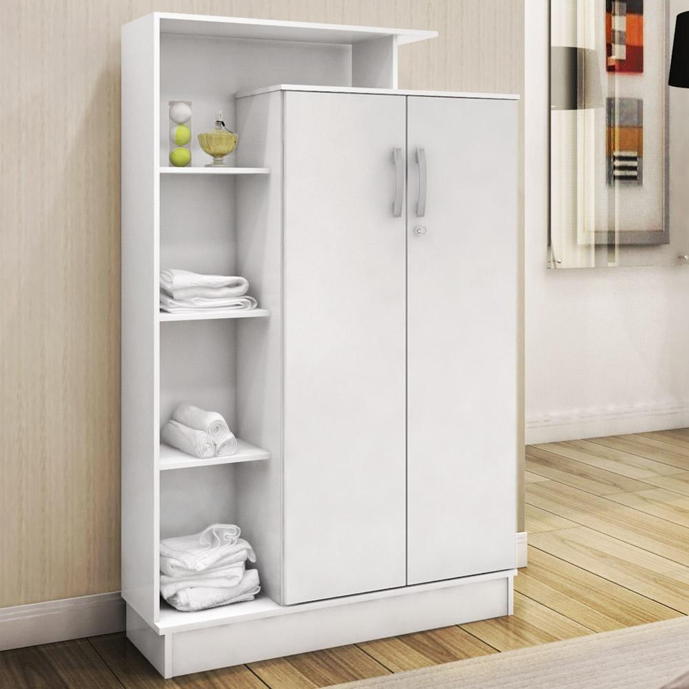 Armário Multiuso 2 Portas 6 Prateleiras Elite D02 Branco - Mpozenato