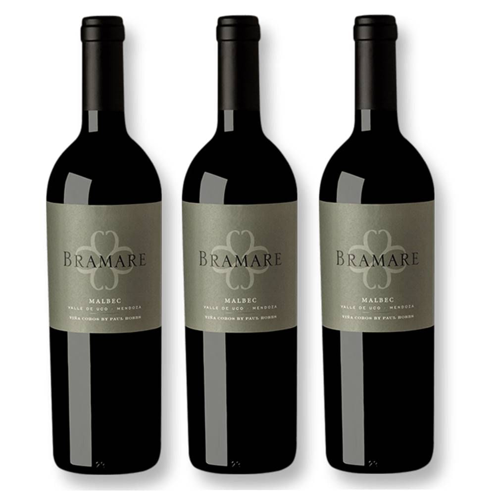 Kit 03 Unidades Vinho Cobos Bramare Vale do Uco Malbec 750ml