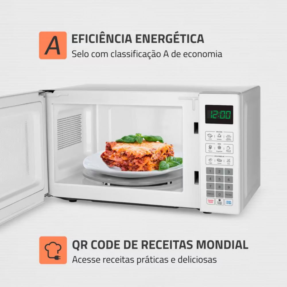 Micro-ondas Mondial MO-01-21-W com Função Tira Odor e Manter Aquecido 21L Branco / 220V