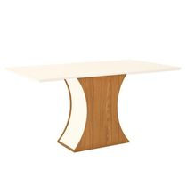 Mesa De Jantar Selena 160 Cm Tampo Reto Com Vidro Nature Off White – Henn