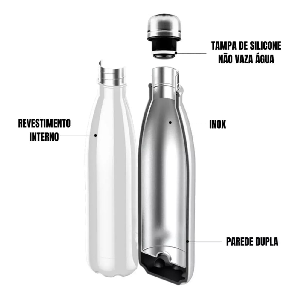 Garrafa de Inox 700ml Resistente a Vácuo - Squeeze para Academia, Esportes, Suco e Chá