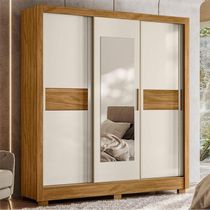 Guarda Roupa Casal Ambiente Bahamas 3 Portas Freijó Off White Com Espelho - Moval