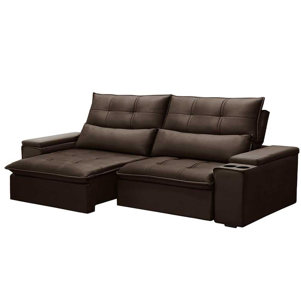 Sofá Retrátil Reclinável 3 Lugares 230cm Moritz F05 Veludo Marrom - Mpozenato