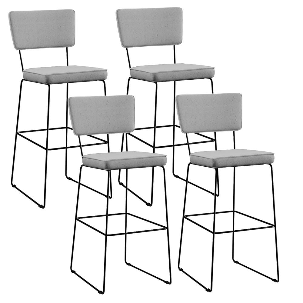 Kit 04 Banquetas Alta Para Cozinha Sala De Jantar Base Aço Fixa Allana L02 Linho Cinza - Lyam Decor