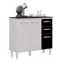 Balcão De Cozinha Isadora Branco Preto - Poquema
