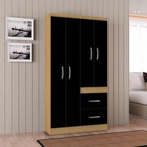 Guarda Roupa Solteiro Ambiente Milão 4 Portas Damasco Preto – Poquema