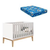 Berço Americano New Classic Branco Com Pés Madeira Natural E Colchão Ortobom ? Reller