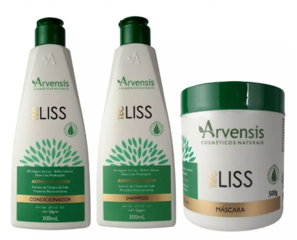 Kit Arvensis Tec Liss Shampoo + Condicionador + Mascara 500g Arvensis