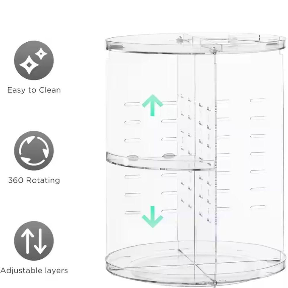 Encontraproduto.com.br - Prateleira Porta Maquiagem 4 Andares Organizador De Cosmeticos Giratorio Perfumes Suporte Acrilico Com Rotacao