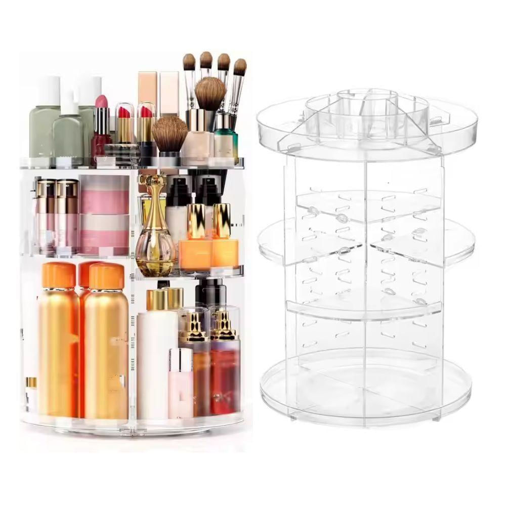 Encontraproduto.com.br - Prateleira Porta Maquiagem 4 Andares Organizador De Cosmeticos Giratorio Perfumes Suporte Acrilico Com Rotacao