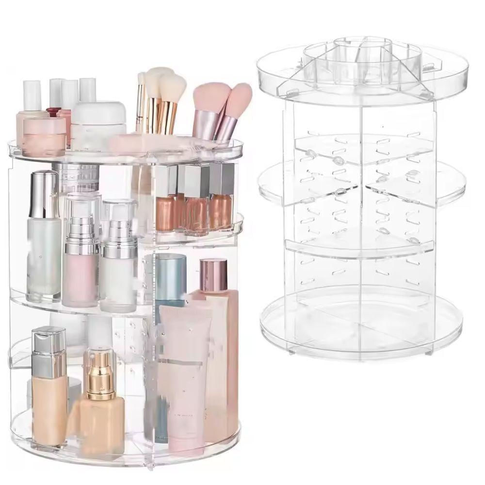 Encontraproduto.com.br - Prateleira Porta Maquiagem 4 Andares Organizador De Cosmeticos Giratorio Perfumes Suporte Acrilico Com Rotacao