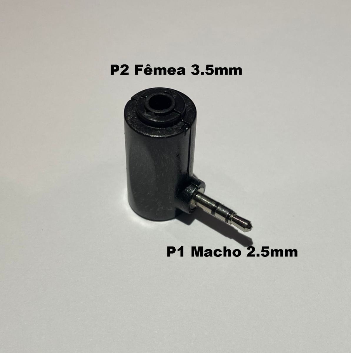Adaptador Plug Conector Angulado 90 Graus Joelho P1 Macho x P2 Fêmea