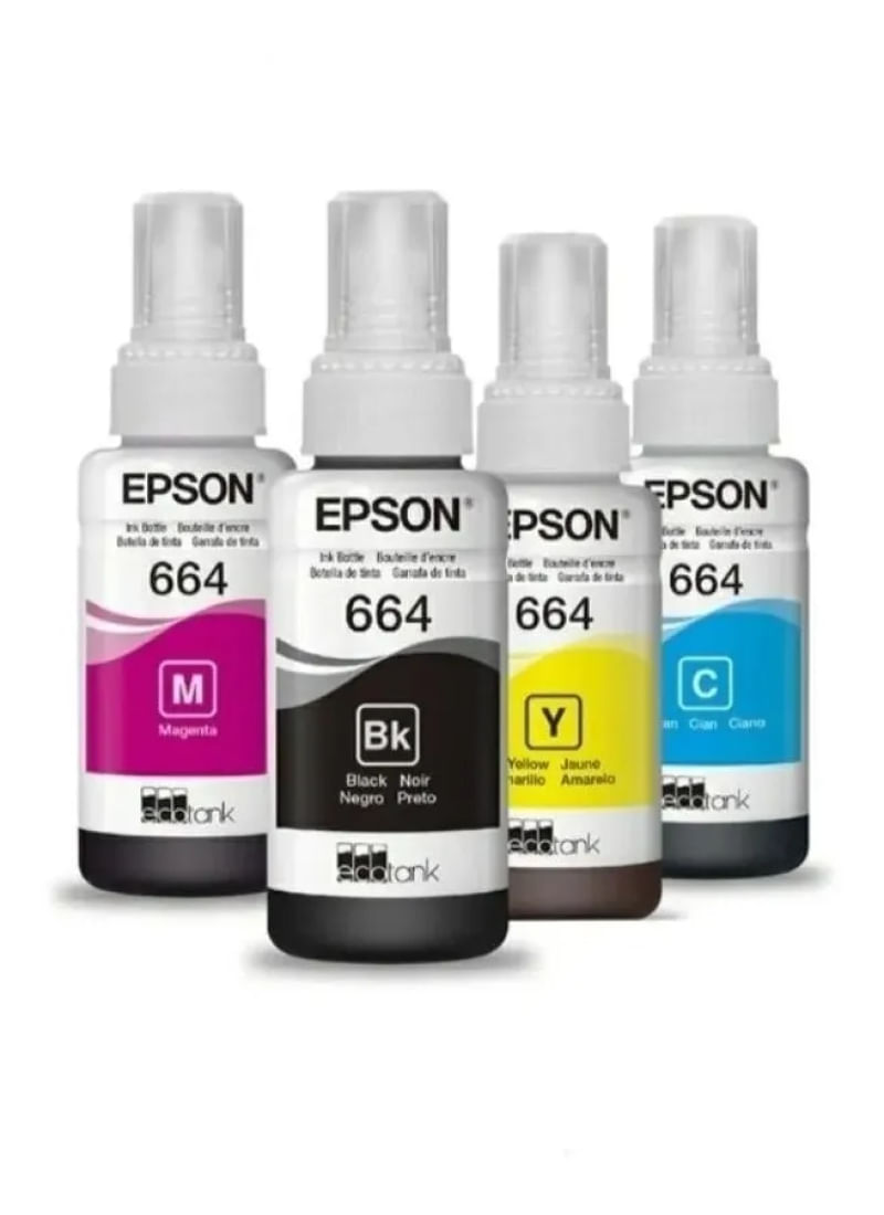 Kit Refil De Tinta Original Epson T664 Preto Ciano Magenta Amarelo Magenta