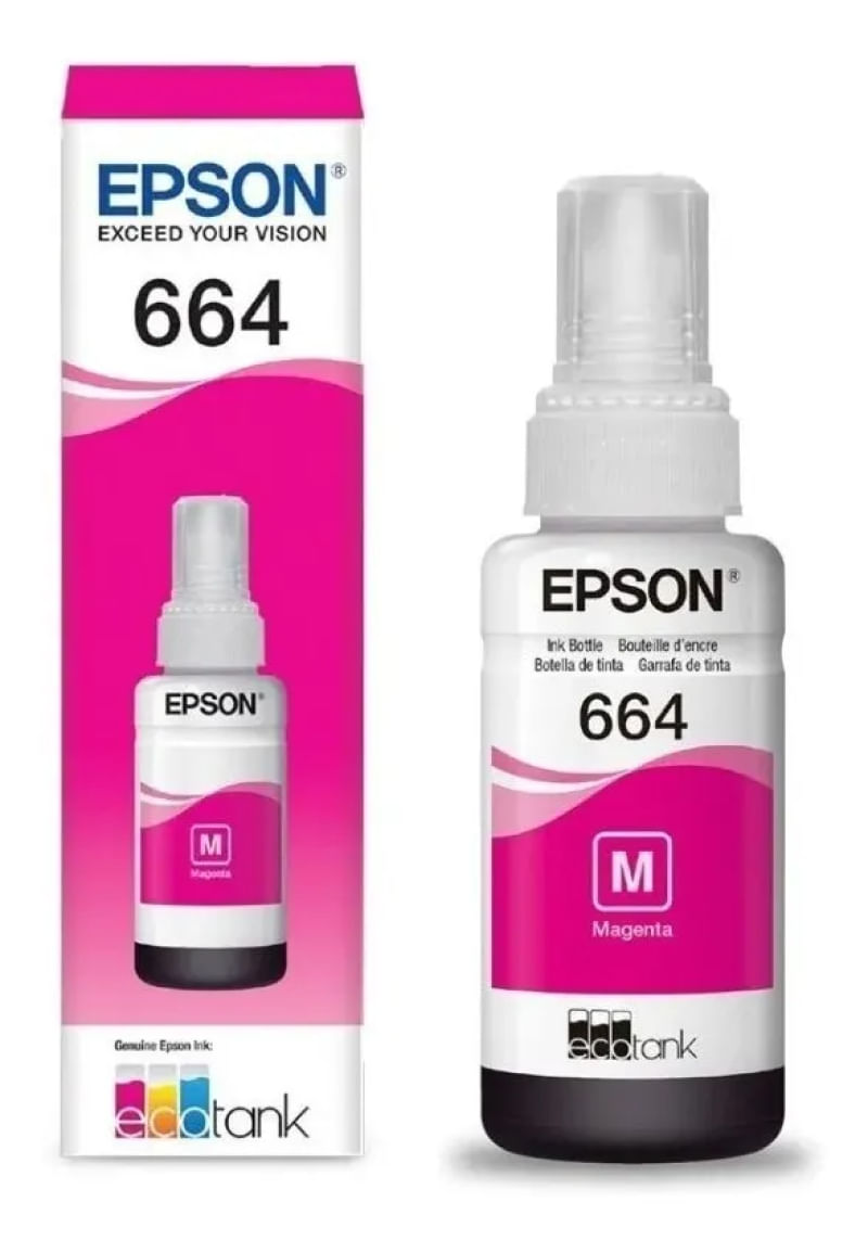 Kit Refil De Tinta Original Epson T664 Preto Ciano Magenta Amarelo Magenta