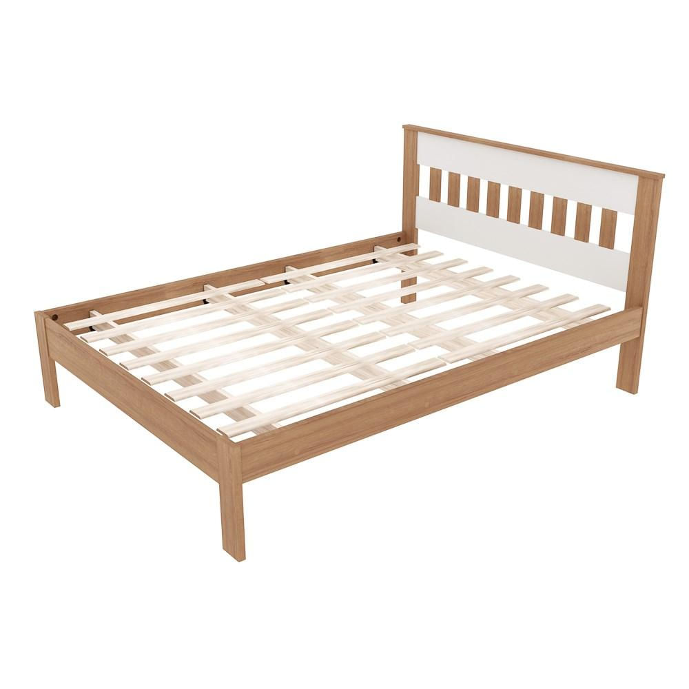 Cama de Casal CM8007 Amêndoa/Branco - Tecno Mobili