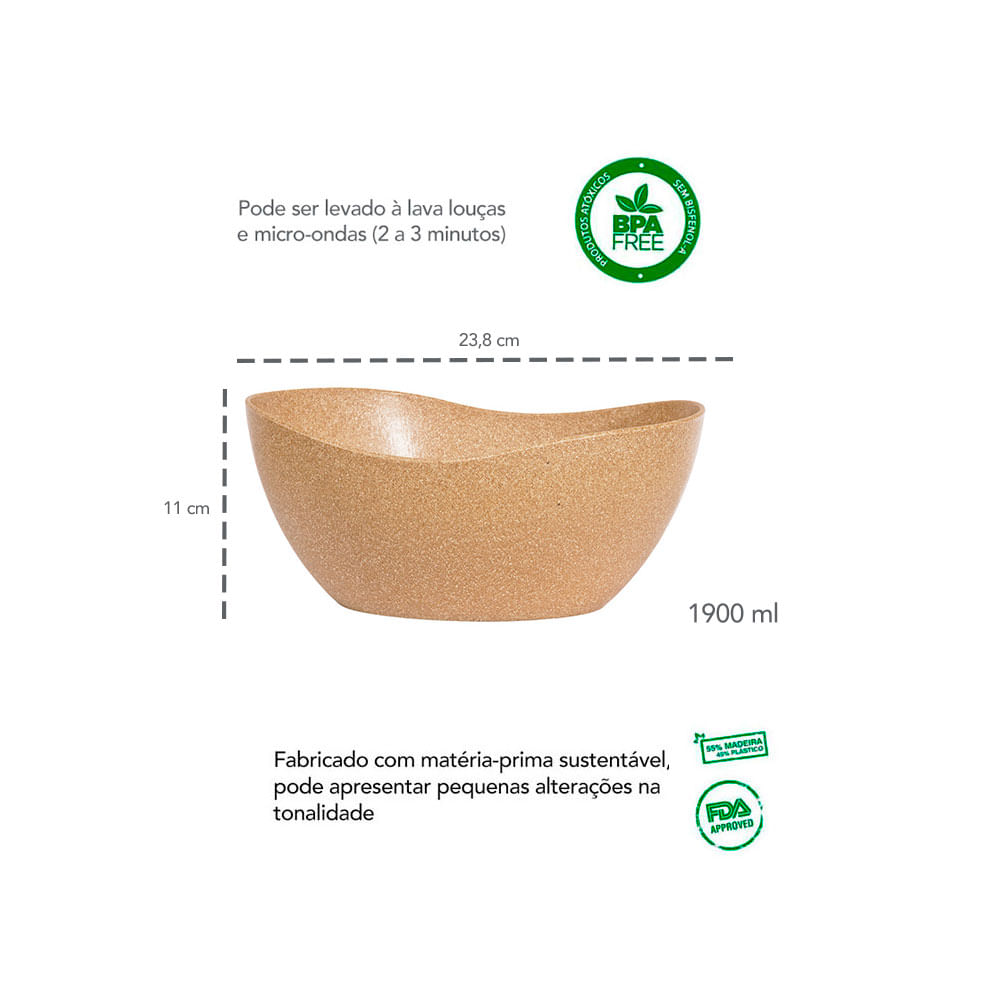 Tigela Funda Saladeira Pote Bowl ECO Cerejeira 1,9L