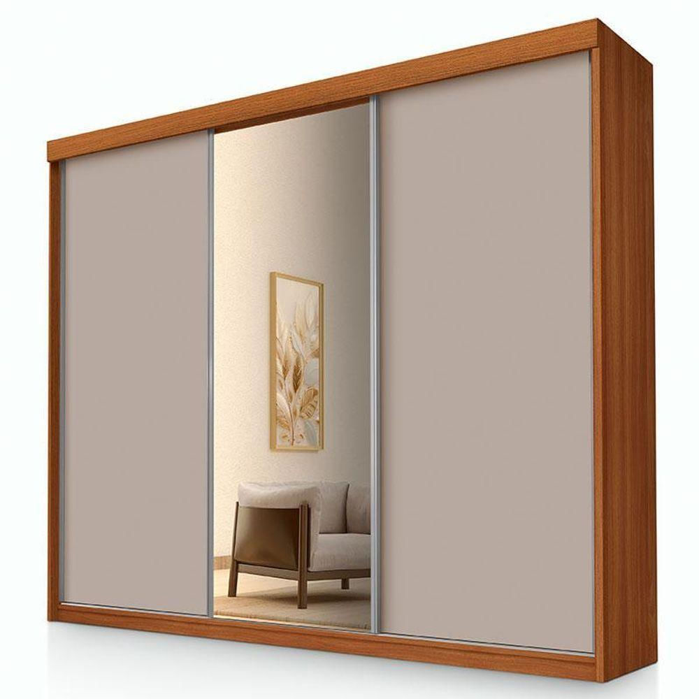Encontraproduto.com.br - Guarda Roupa Casal Ambiente Florença 3 Portas De Correr Com Espelho Carvalho New Off White Pina - Luapa