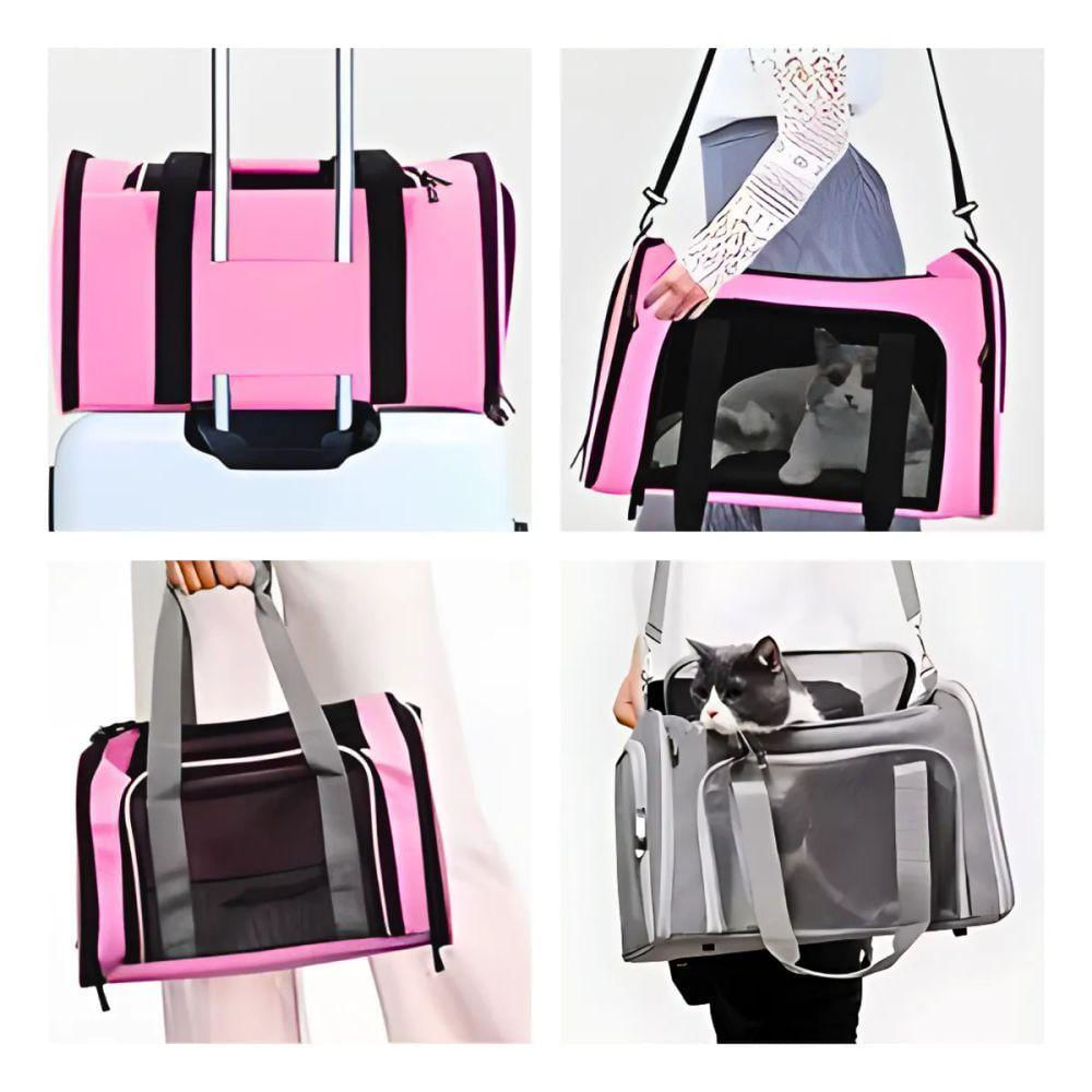 Bolsa De Viagem Rosa Para Pet Alças Ajustáveis