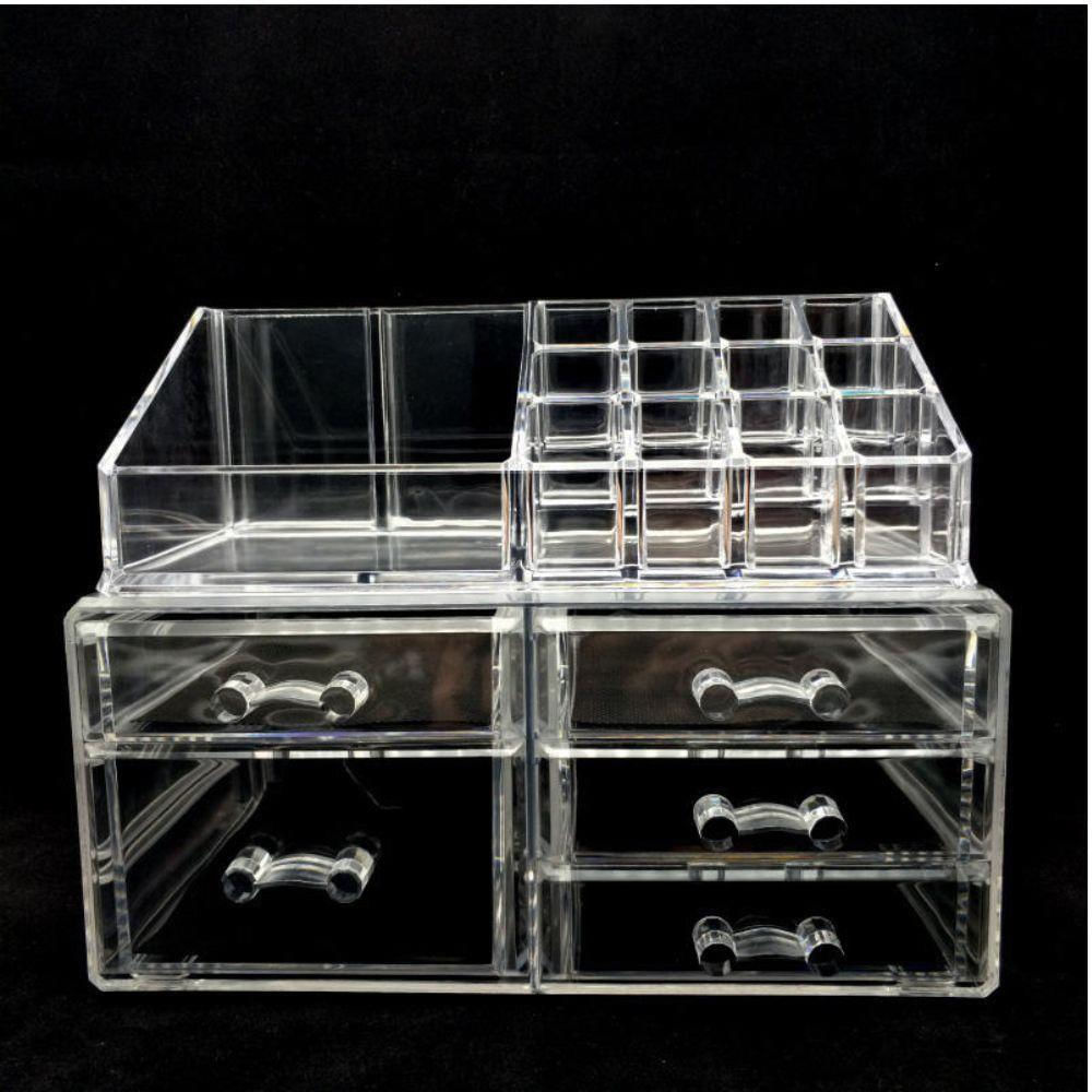 Encontraproduto.com.br - Organizador De Maquiagem Acrilico 5 Gavetas 16 Divisorias Porta Batom Cosmeticos Pinceis Caixa Para Esmalte E Joias Esta