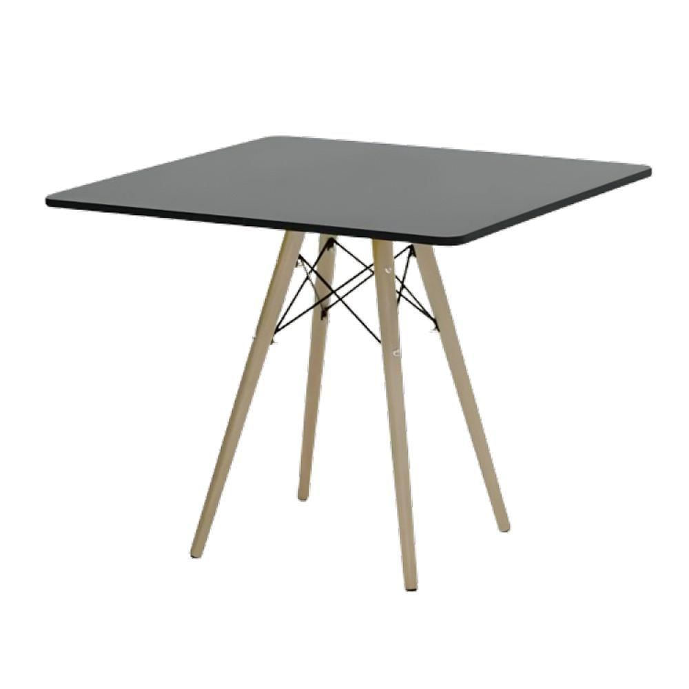 Mesa De Jantar Quadrada Desing Elegante Moderno Eiffel Wood Preta 80 Cm.