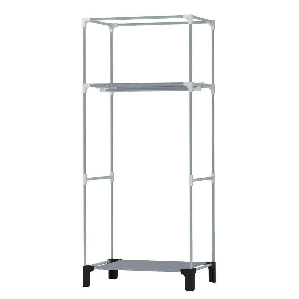 Guarda Roupa Portatil Armario Arara Cabideiro Prateleira Organizador Praia Camping Desmontavel Compacto Preto