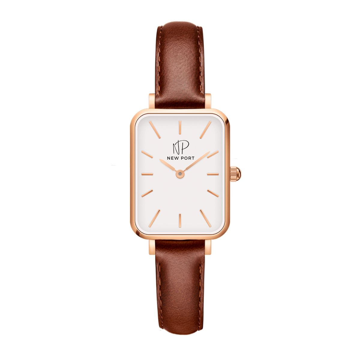 Relógio Feminino Quadrado Pulseira Marrom Minimalista