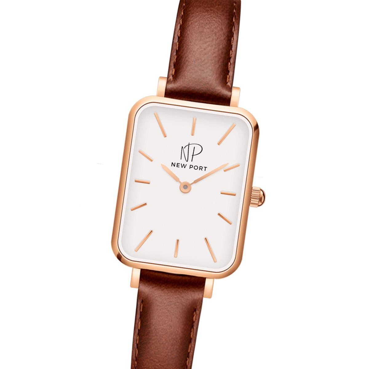 Relógio Feminino Quadrado Pulseira Marrom Minimalista