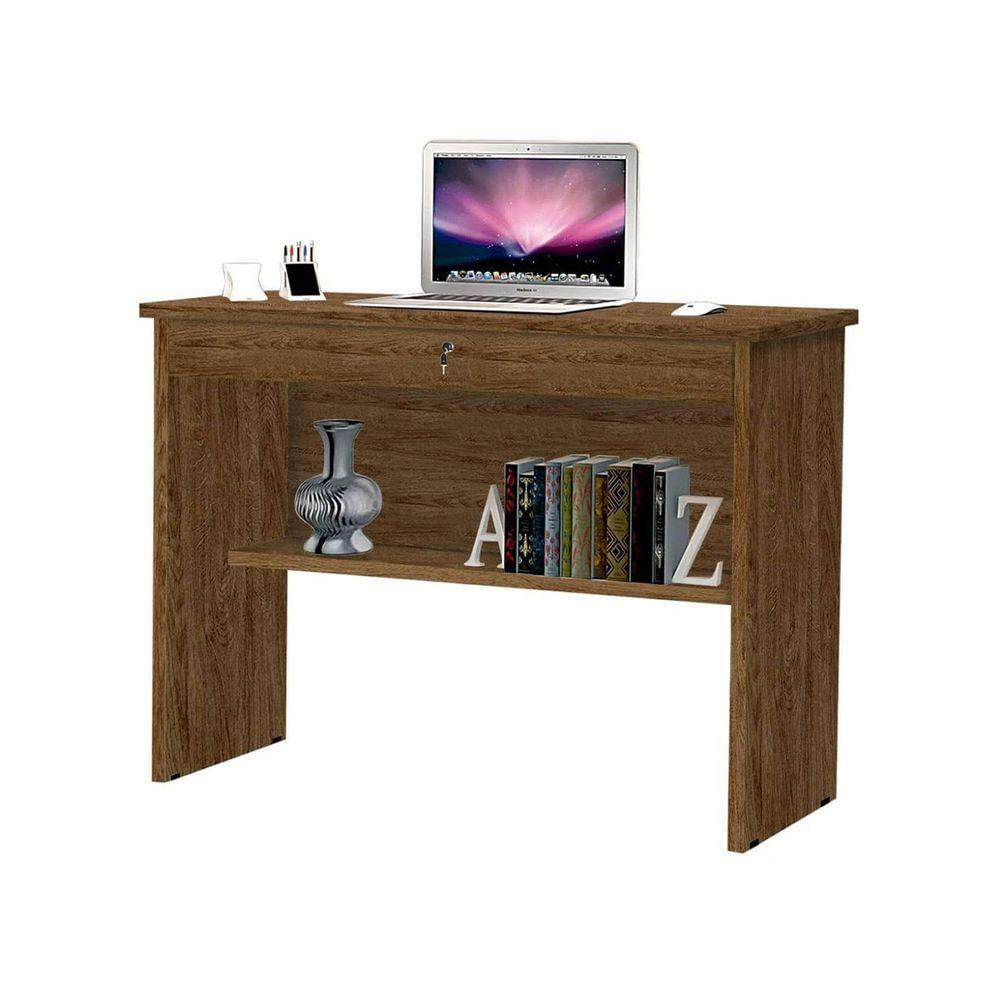 Mesa Computador Escrivaninha 1 Gaveta Com Chave Orquídea Office 90 Cm - Imbuia