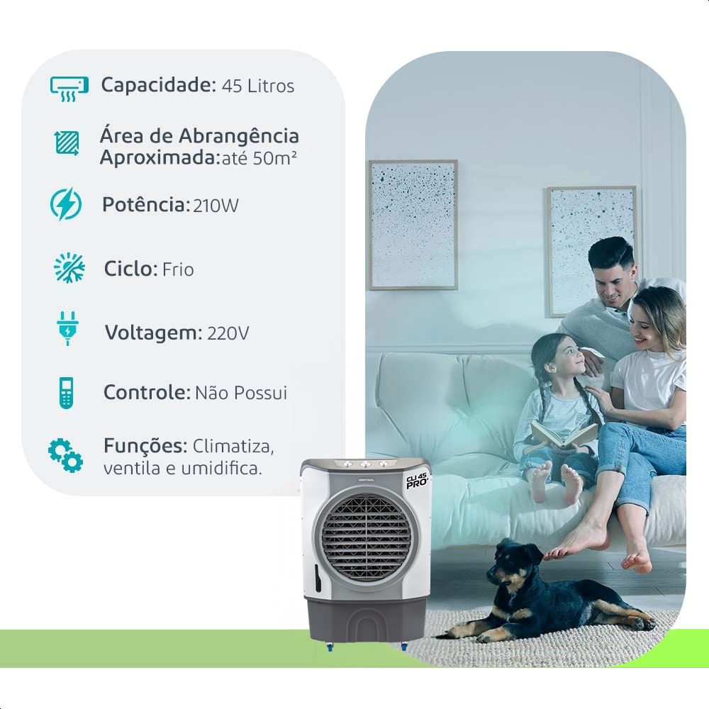 Climatizador - Ventisol - Industrial Pro - 45 Litros - Frio - 220V Monofásico