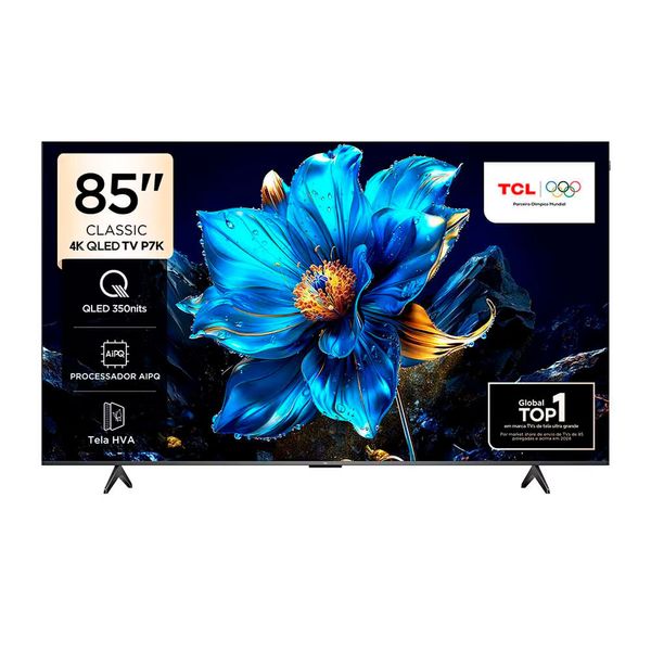 Smart TV 85 TCL 85P7K 4K QLED UHD 60Hz com Sistema Operacional Google TV