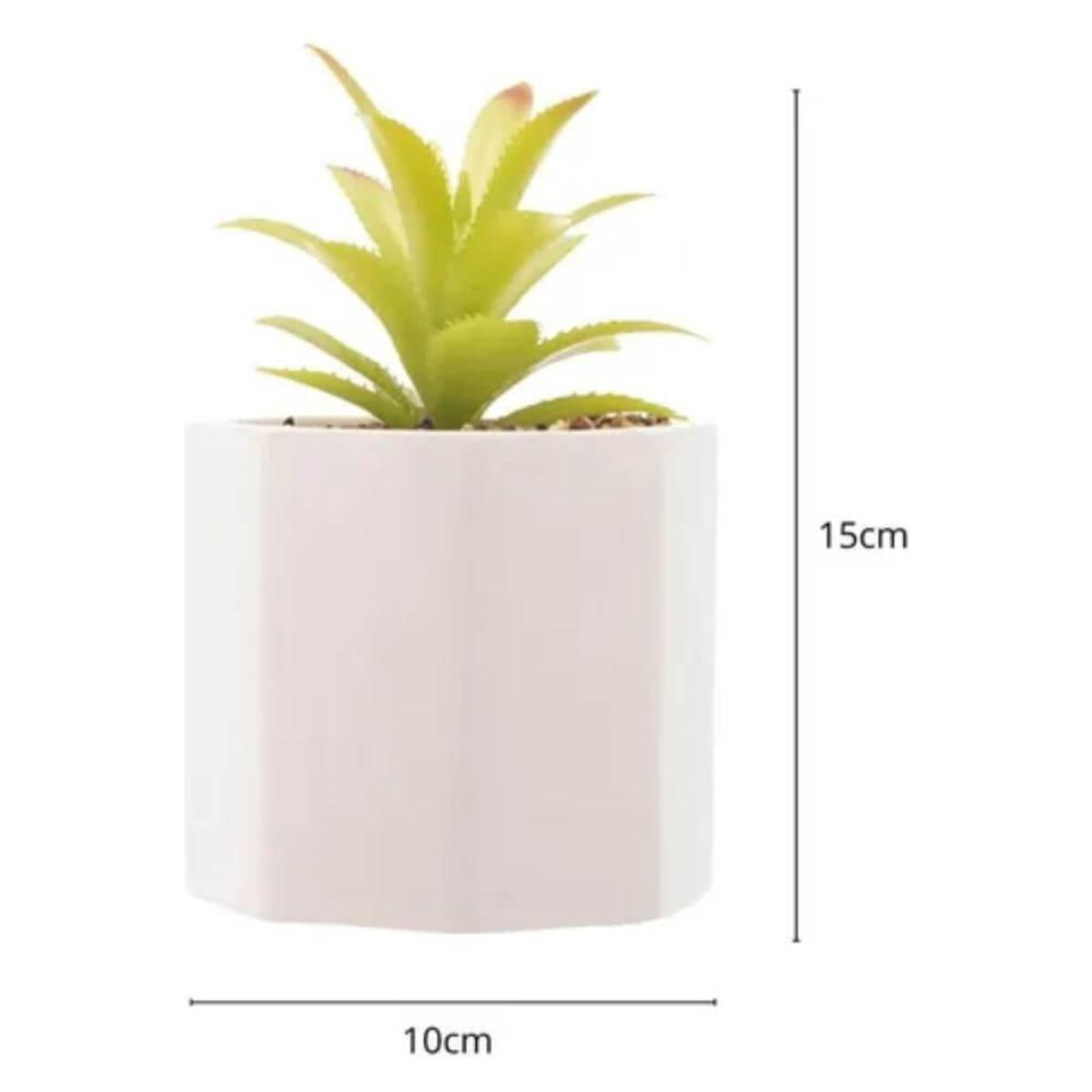 Kit 2 Cachepot Cimento Suculenta Artificial Branco 10x15cm Wolff Vaso Decorativo Casa