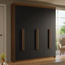 Guarda-roupa Casal 6 Portas Batentes Saturno Madesa Rustic.