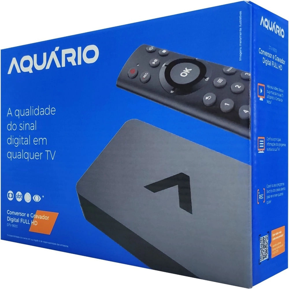 Conversor Receptor Gravador Digital Aquario DTV 9000 Full HD HDMI