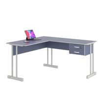 Mesa Em L Com 2 Gavetas Rael Azul