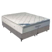 Cama Box Queen E Colchão Freedom Ortobom D33 Cinza