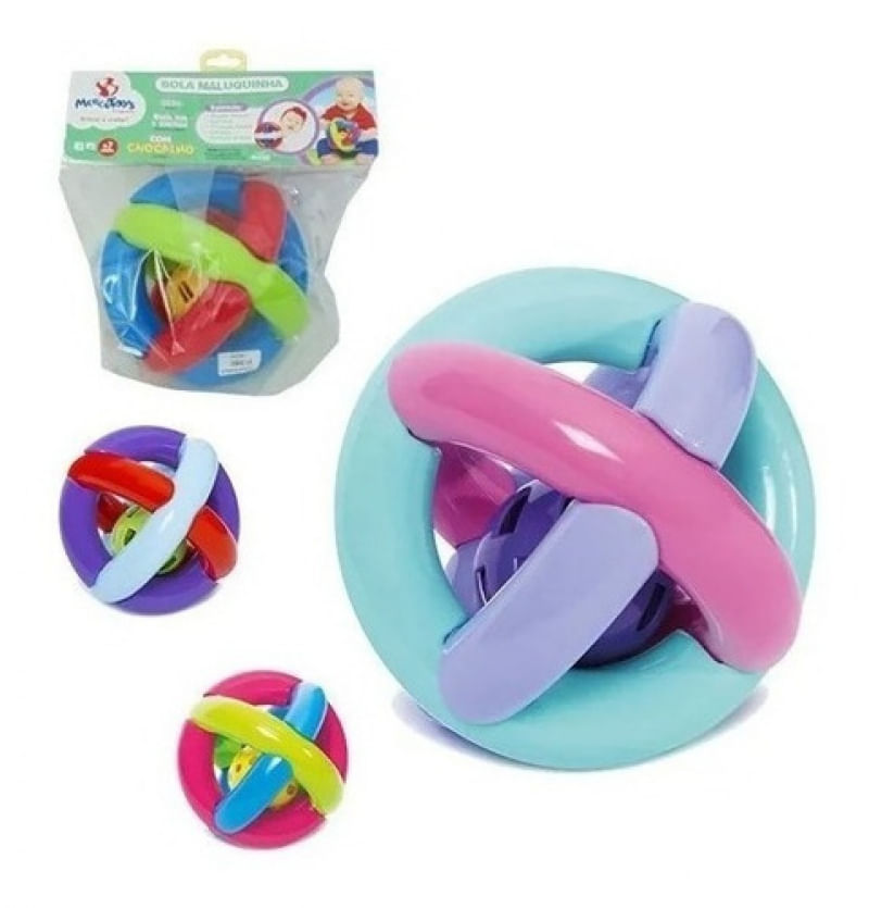 Bola Maluquinha Com Chocalho Bebê Infantil Mercotoys