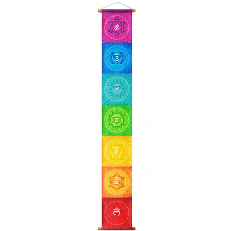 Bandeira 7 Chakras Pergaminho Tapeçaria Yoga