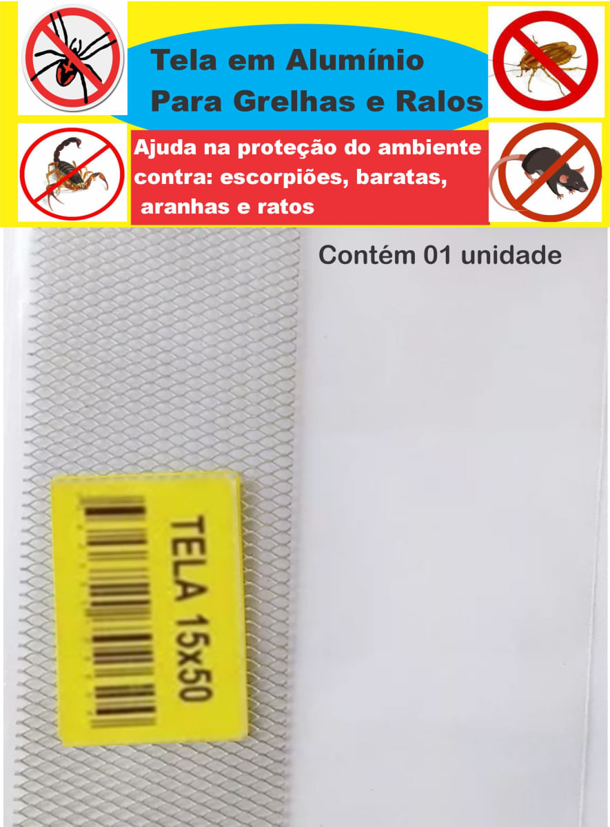 Tela Para Ralo Grelha em Alumínio 15x50 Cm Anti-inseto