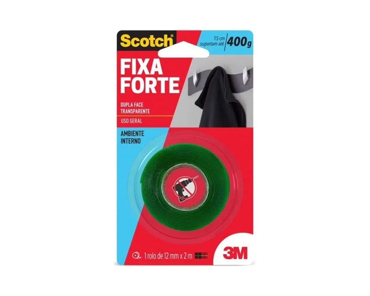 Fita Dupla Face 3M Fixa Forte Acril 12Mmx2M Blister
