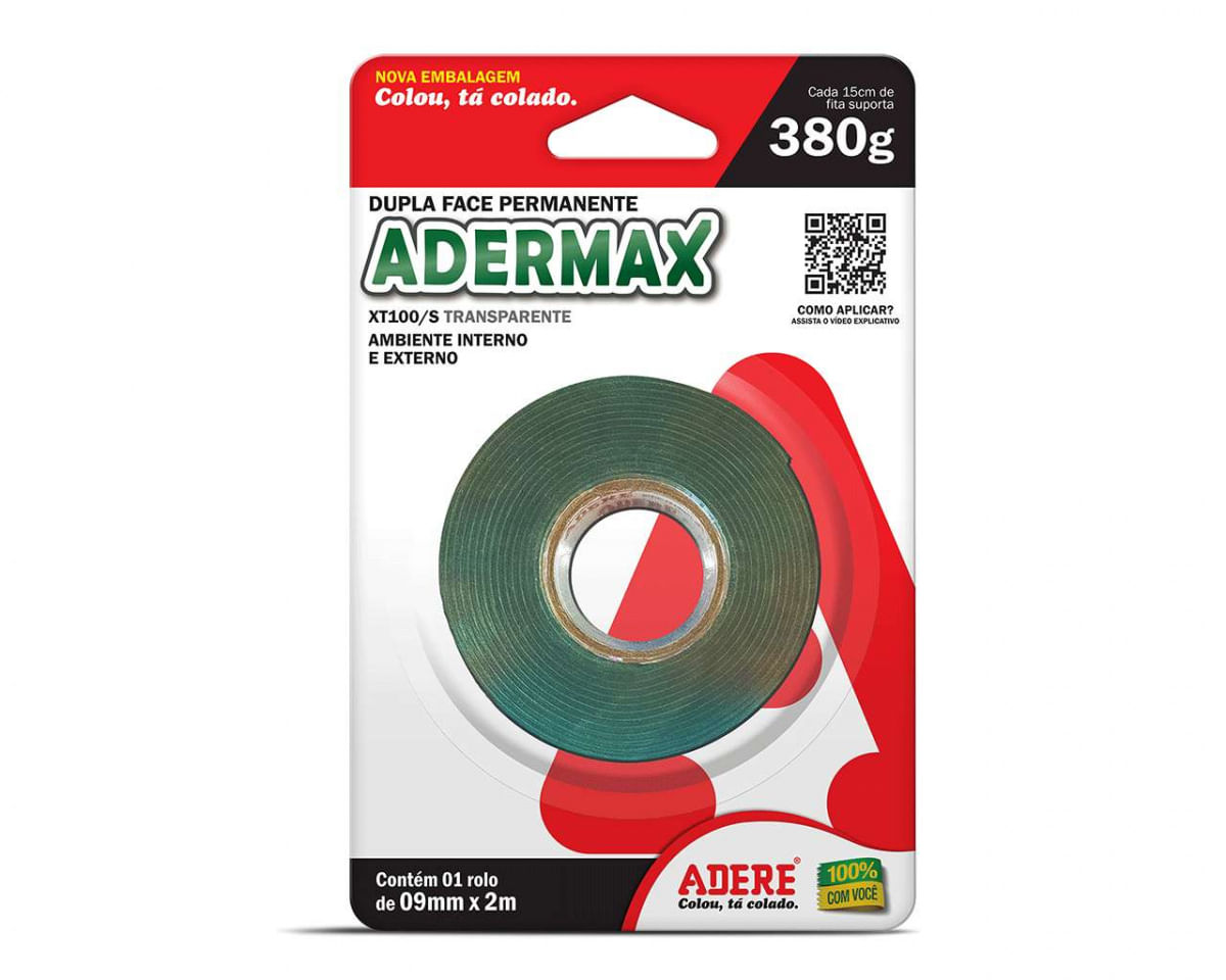 FITA DUPLA FACE ADERMAX ACRIL XT100/S 09MMX2M BLISTER