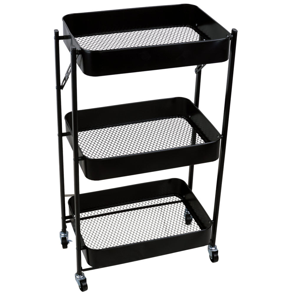 Carrinho multiuso 3 Andares Brooklyn CV245269 Cazza Preto