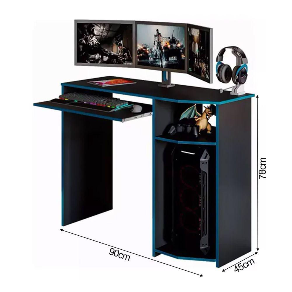 Mesa Para Computador Gamer Preto/azul